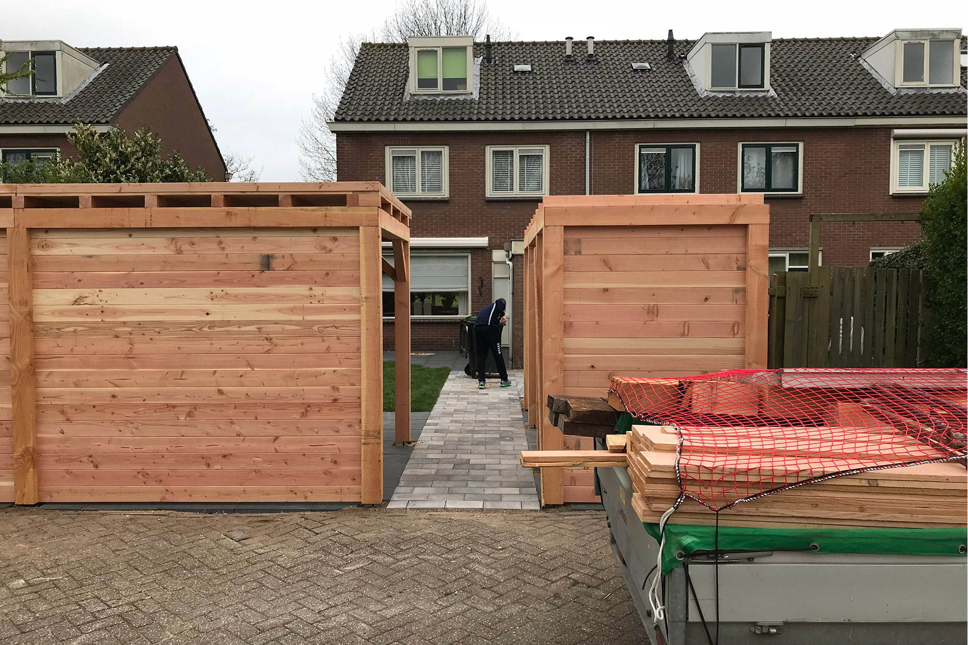 Achterzijde tuinoverkapping + schutting Zevenhoeven, Heemskerk