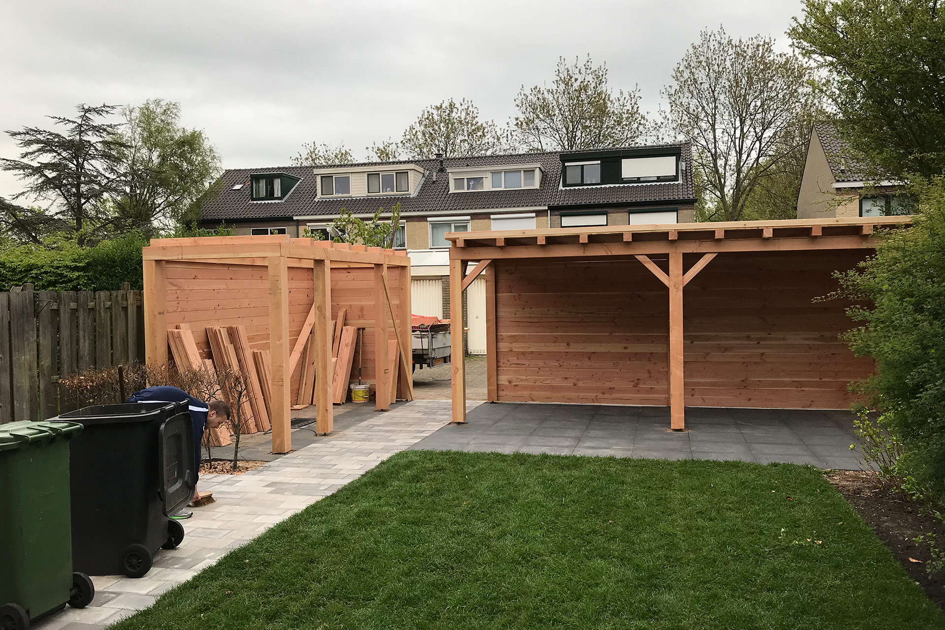 Tuingoverkapping bijna klaar op de Zevenhoeven, Heemskerk